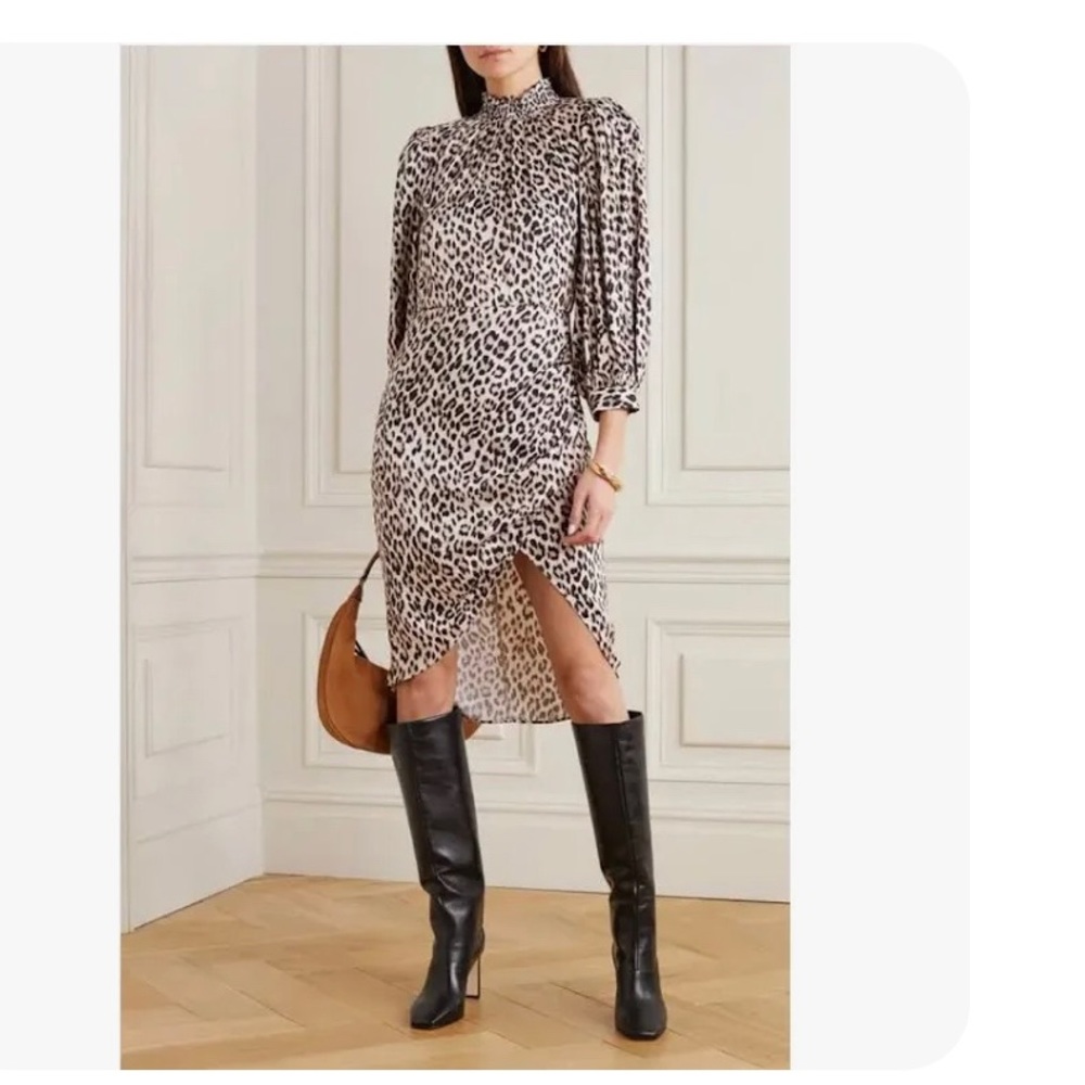 ALICE + OLIVIA Jerilyn shirred leopard-print Asymmetrical Dress